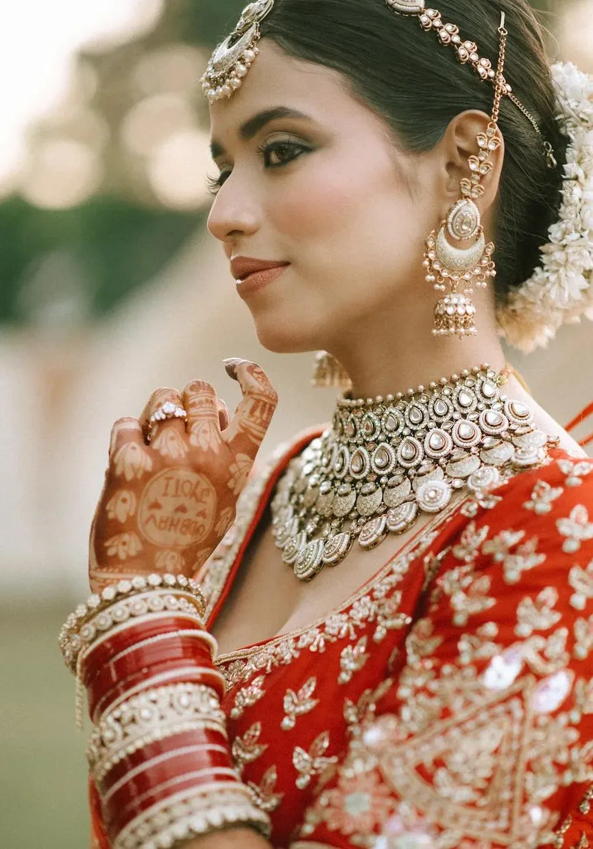 Bride in traditional wedding jewellery
